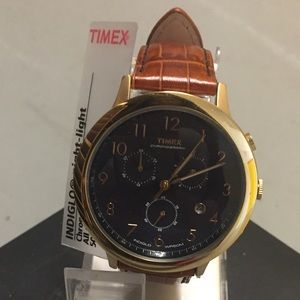 Timex men’s chronograph watch, genuine leather .